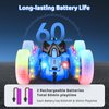 SGILE Remote Control Car, Stunt Car with Sides Light Strip and Headlights, 2.4Ghz Double Sided 360 Flips Rotating Race Car, Rechargeable RC Car Kids Toy for Boys Girls Birthday Gift, Blue