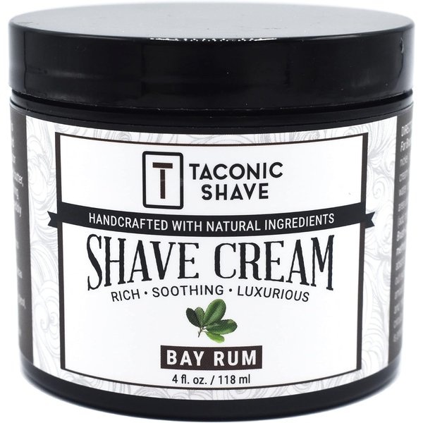 Taconic Shave, All Natural Shave Cream – Highly-Concentrated, Shaving Cream for Men – 4 oz. Moisturizing Shaving Cream Tub with Skin Soothing Ingredients – For All Skin Types - Classic Bay Rum