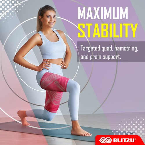 Hamstring Compression Sleeve (Pair) Thigh Compression Sleeves for Men & Women. Quad, Groin, Thigh Pain Relief & Recovery. Hamstring Brace & Leg Wraps Medical Compression for Running & Injury Black L
