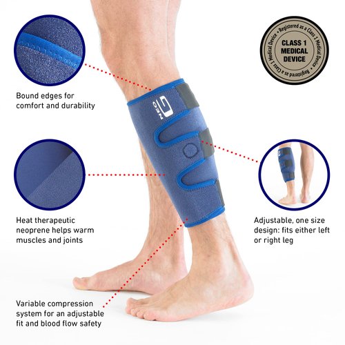 Neo-G Calf Brace for Shin Splints, Lower Leg Pain Relief - Calf Brace for Torn Calf Muscle, Running, Sports, Recovery - Adjustable Calf Support - Class 1 Medical Device