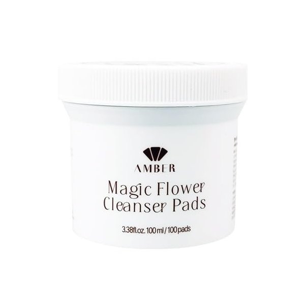 Amber Magic Flower Cleanser Pads For Makeup Removal And Eyelash Extension Preparation, 100 Thick Fiber Knitted Pads.