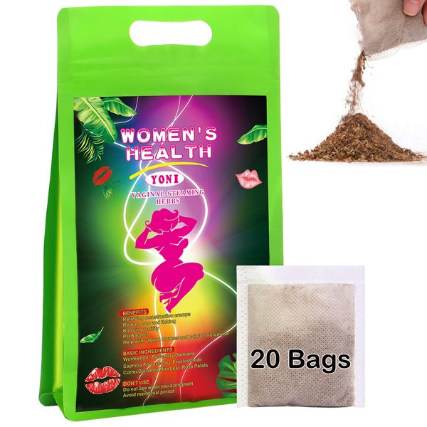 EXJIOTA Yoni Herbs for Cleansing, 20 Bags, 100% Organic Herbal Blend for Steaming, Vaginal Detox