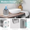 Boperzi Toothbrush Holder Toothpaste Organizer Drainage for Bathroom Vanity, Detachable Anti-Slip Brushed Nickel Toothpaste Storage Caddy 3 Slots with Drainage Holes for Makeup Brush Razor Stand