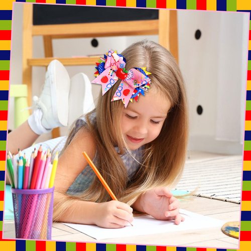 HAIMITI Back To School Hair Clips Cartoon Apple Hair Accessories Letter Hair Bows Colorful Wave Point Hair Bow Clip Pink Bowknot Hair Pins For Women Girls First Day Of School Party Princess Decor 1pcs