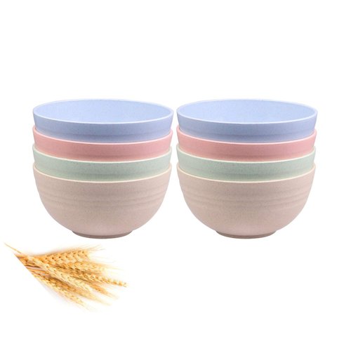 Unbreakable Cereal Bowls - 24 OZ Wheat Straw Fiber Lightweight Bowl Sets 8 - Dishwasher & Microwave Safe - for,Rice,Soup Bowls