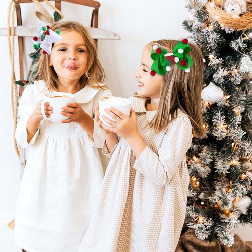 Christmas Hair Bows for Girls, Red Green White Christmas Bows Glitter Christmas Tree Santa Claus Christmas Boots Hair Clips Hair Accessories for Toddlers Kids Women Christmas Party (Christmas Bows-A)