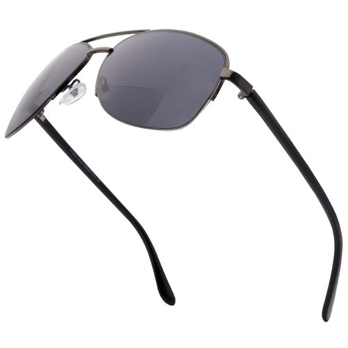 VITENZI Bifocal Sunglasses for Men and Women Square Aviator Reading Sun Tinted Glasses with Readers - Anzio in Black 1.50