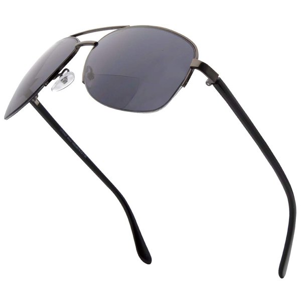 VITENZI Bifocal Sunglasses for Men and Women Square Aviator Reading Sun Tinted Glasses with Readers - Anzio in Black 1.50
