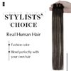 Easyouth Clip in Hair Extensions Ombre Clip in Extensions Real Human Hair Ombre Black To Silver Grey Balayage Clip in Extensions Straight Hair for Women 20inch 120g/7pcs