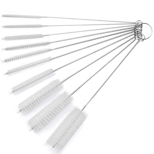 10 Inch Long Upgrade Straw Brush, Bottle Cleaning Brushes, Tube Cleaning Brushes Set Straw Cleaning Kit, 10 Different Diameters Metal Pipe Brush Cleaner, Set of 10pcs by Aorzov