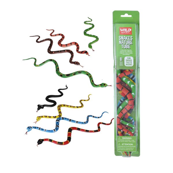Wild Republic Nature Tube, Fake Snake, Kid Gifts, Reptile Party Supplies, 8Piece Collection 12"