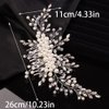 Teyglen Bridal Crystal Hair Comb Crystal Pearl Hair Pieces Bride Wedding Side Hair Comb Handmade Rhinestone Pearl Beads Headpieces Luxurious Hair Accessories for Brides Women Girls (Silver)