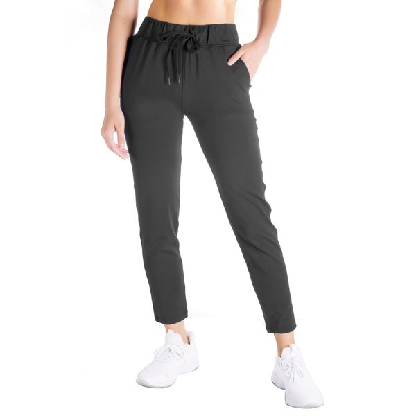 Yogipace Women's 7/8 On The Fly Pants Drawstring Casual Lounge Joggers Travel Sweatpants,Graphite Grey,27",Size M