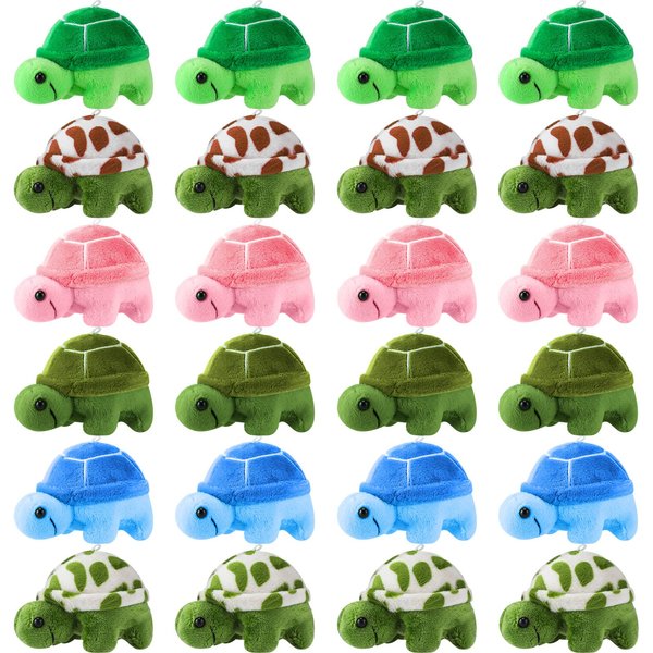 HyDren 24 Pcs Small Turtle Stuffed Toy Soft Sea Turtle Christmas Animal Plush Toys Adorable Turtle Stuffed Animal Plush Turtle Toy Turtle Party Decoration for Birthday Beach Ocean Party(Fresh Style)