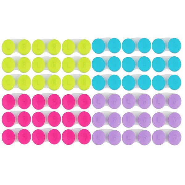 KISEER 36 Pack Colorful Cute Contact Lens Case Bulk Box Holder Container Soak Storage Kit (4 Color)