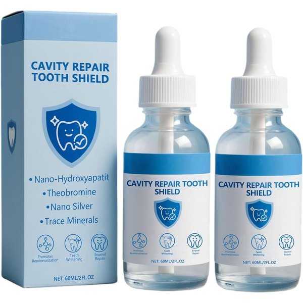 Nudenta Odontic Repair, Cavity Healing Tooth Armor Liquid, Nano Hydroxyapatite Remineralization Complex for Cavity Repair, Teeth Whitening with Remineralization Drops, Enamel Strengthening - 60ml
