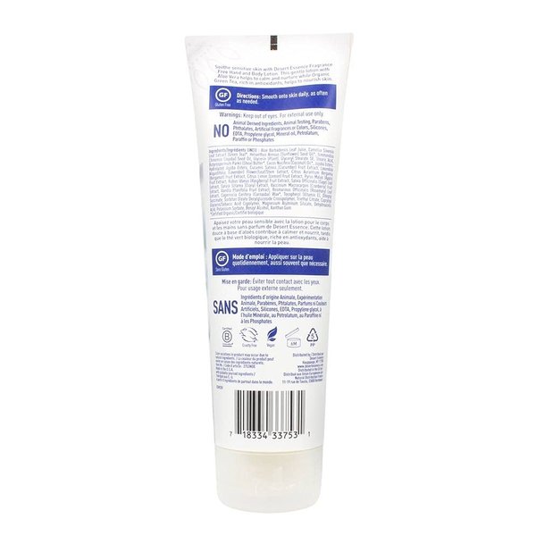 DESERT ESSENCE Unscented Hand & Body Lotion, 8 FZ