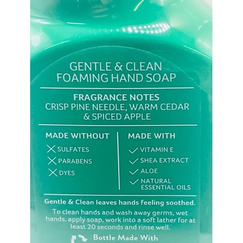 Tree Farm Gentle Foaming Hand Soap 8.75 Ounce Full Size Pump Bottle White Barn