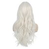 Tseses White Curly Long Wigs for Women Wavy Middle Part Natural Looking Heat Resistant Wigs Daily Use Halloween Party Hair(27.5 inch