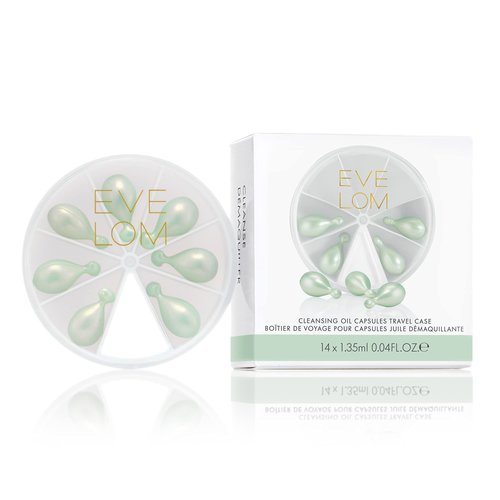 EVE LOM Cleansing Oil Capsules | Oil based facial cleanser that dissolves all traces of impurities and hydrates the skin for up to 12 hours after use - Travel Size 14 Capsules