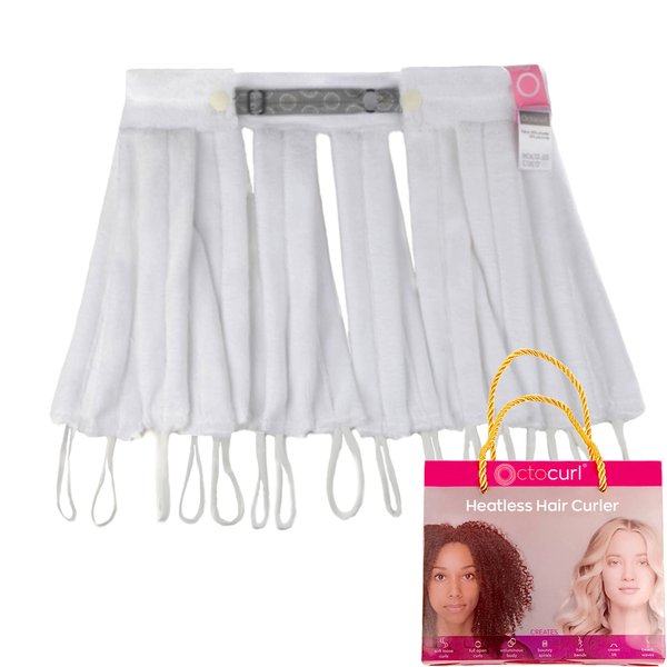 Octocurl Microfiber Headband - Overnight Heatless Hair Curlers for Short Hair (White)