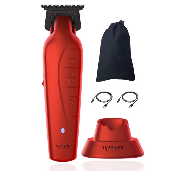 Supreme Trimmer Vader Trimmer ST3778 | Barber Liner Mens Beard Trimmer (210 Min Run Time) DLC T Blade Cordless Hair Clippers | Red
