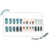 IMRAIN Long Press on Nails Square Fake Nails Green Ombre French Tips False Nails with Designs Glossy Glue on Nails Full Cover Stick on Acrylic Nails Squoval Gel Artificial Nails Press ons 24Pcs