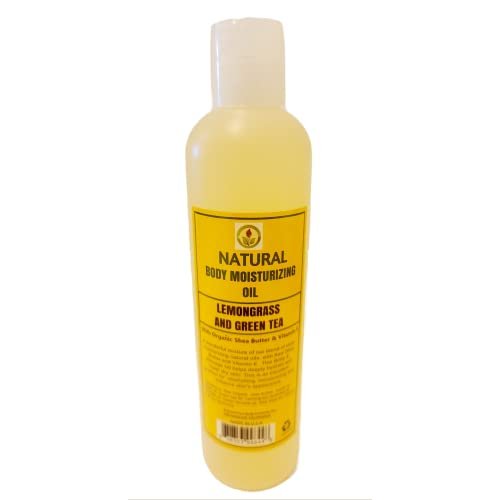 Hairobics Lemongrass and Green Tea Body Moisturizing Oil is Great for Hydrating your Body, face, and Skin. Made with Raw Organic Shea Butter, Jojoba Oil 8oz