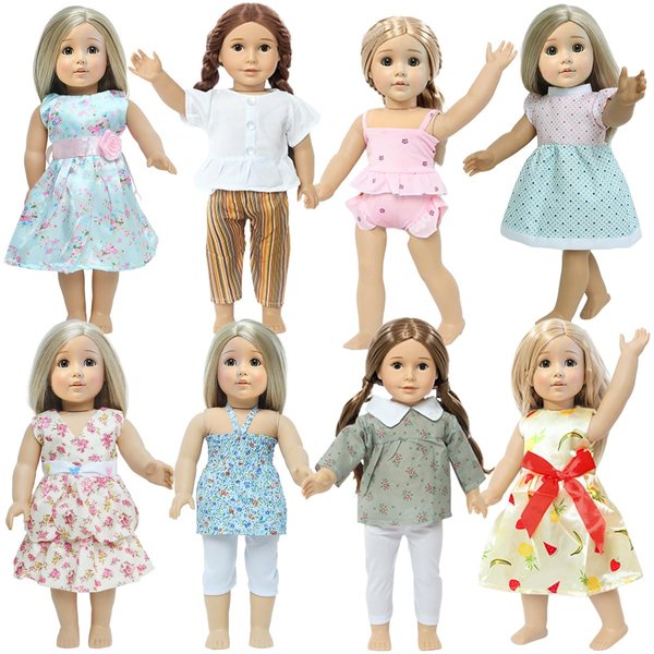 5 Set American 18 inch Doll Clothes, Accessories for 18 inch Girl Doll Including Fashion Dress Casual Daily Outfits Swimsuits Summer Clothing (NO Doll)