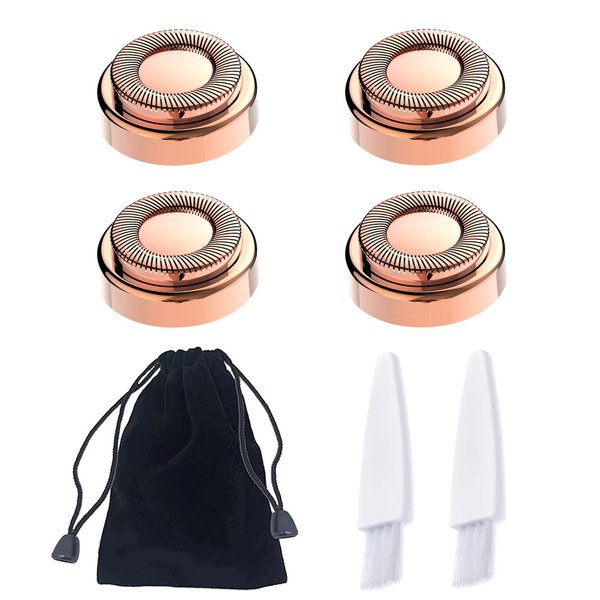 Replacement Heads Compatible with Finishing Touch Flawless Facial Hair Removal Tool for Women (Shaver Head 4PCS + Velvet Bag + Brush 2PCS)