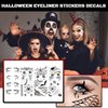 Halloween Eye Shadow Stickers Eyeliner Decals Spider Bat Spider Web Skull Bat Temporary Tattoo Stickers Face Eye Makeup Tattoos Stickers for Women Girls Halloween Masquerade Party