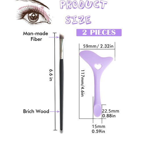DogieLyn Slanted Ultra Thin Winged Eyeliner Brush Silicone Eye Liner Stencils Makeup Aid,Angled Eyeliner Brush Slanted-Small Thin Winged Liner Eyeshadow Eyebrow Tool(Purple)