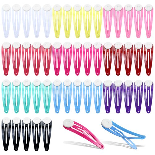Lawie 50 Pack 5cm 2 Inch Small Colorful Candy Color Flat Round Glue Pad Snap Hair Clips for Crafting Blank Hair Barrettes Base Hair Pins Arts and Crafts DIY Ornaments Hair Jewelry Making Accessories