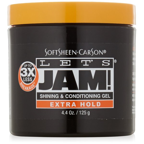 Hair Gel by SoftSheen-Carson Dark and Lovely Let's Jam, Shining and Conditioning Gel, Extra Hold, For all Hair Types, Styling Gel Also Great for Braiding, Twisting & Smooth Edges, 4.4oz