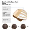 Allbell Body Wave Wig with Bangs Medium Length Highlight Brown Wigs for Women Synthetic Mixed Brown Wavy Curly Wigs Heat Resistant Fiber Hair for Daily 16Inch