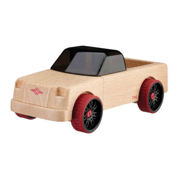 Automoblox Collectible Wood Toy Cars and Trucks—Mini T15L Grizzly Pickup (Compatible with other Mini and Micro Series Vehicles), Red, 4.75" x 1.75"