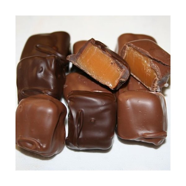 Chocolate Covered Caramels - Mix of Milk & Dark Chocolate, One Pound
