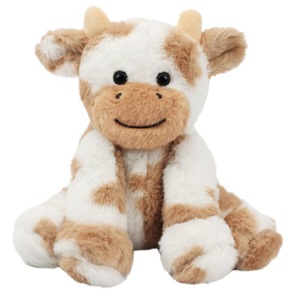 Hopearl Adorable Plush Cow Toy Floppy Dairy Cattle Soft Stuffed Animal Cute Birthday for Boys Girls Kids Toddlers, Light Brown, 9''
