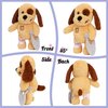 Hopearl Broken Leg Dog Toy, Soft Stuffed Animal Puppy, Comforting Companion, Brown, 12 inches