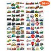 8 Sheets (96PCS) Train Temporary Tattoos Trains Transportation Theme Birthday Party Supplies Decorations Favors Decor Stickers For Kids Gifts Classroom School Prizes Rewards