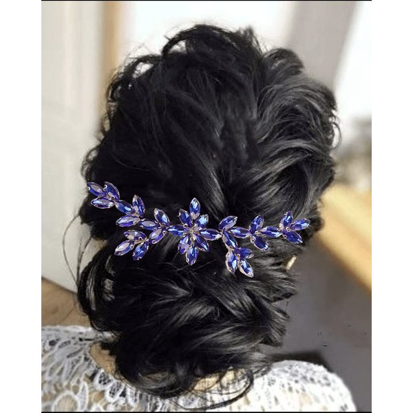 Kercisbeauty Something Blue Crystal Hair Combs for Wedding Women Bridal Hair Piece Glitter Rhinestones Hair Accessories (Blue)