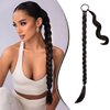 FELENDY 26" 30" Ponytail Extension Braided Long Straight Wrap Around Braiding Pony tails Hair Extensions Natural Soft Fishtail Braid for Women (26 inch,Dark Brown)