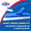Clean-EEZ Grout Brush Combo Kit - Stand Up & Handheld V-Shaped Brushes with Curled Bristles - Easy Grout Cleaning Without Bending - Perfect for Tile, Showers & Hard-to-Reach Spots - Durable