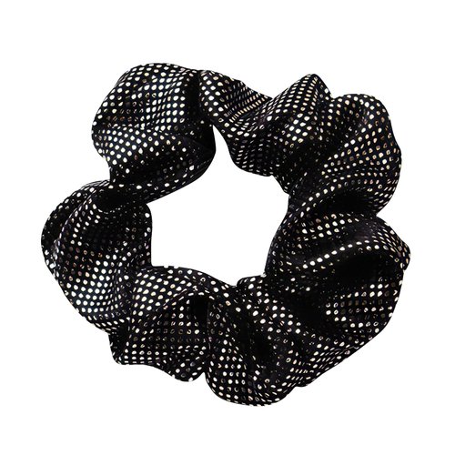 OTYOU 6 Pack Shiny Polka Dots Metallic Hair Scrunchies Rich Tones Scrunchy Bobbles Elastic Hair Ties Hair Accessories for Performance,Dance,Cheer,Party Favors (Black)
