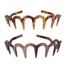 2Pcs Women Comfortable Shark Tooth Comb Headband Hair Band U Toothed Headband Lady Hair Accessory (Dark coffee color + Brown)