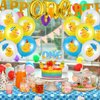 Glimin 44 Pcs Duck 1st Birthday Decorations Yellow Duck Balloon Rubber Duck Latex Balloon Animal Foil Balloon One Birthday Cake Topper Duck Party Tablecloths Duck Party Decor for Boys Girls(Fresh)