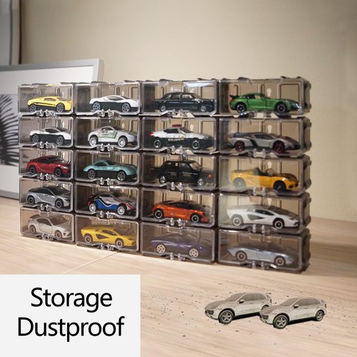 Toys Organizer Storage Case for Hot Wheels Car, for Matchbox Cars, for Mini Cars,1/64 Scale Hot Toy Wheels Display Case Holds 10/40 Cars，Interlocking Hot Car Wheels Storage (Black 40 PCS)