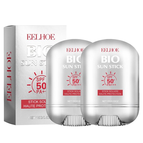 2 Pcs Bio Sun Stick SPF50, Unisex Beach Defense Water-Resistant Sunscreen Stick, Refreshing Non Greasy, Easy to Apply