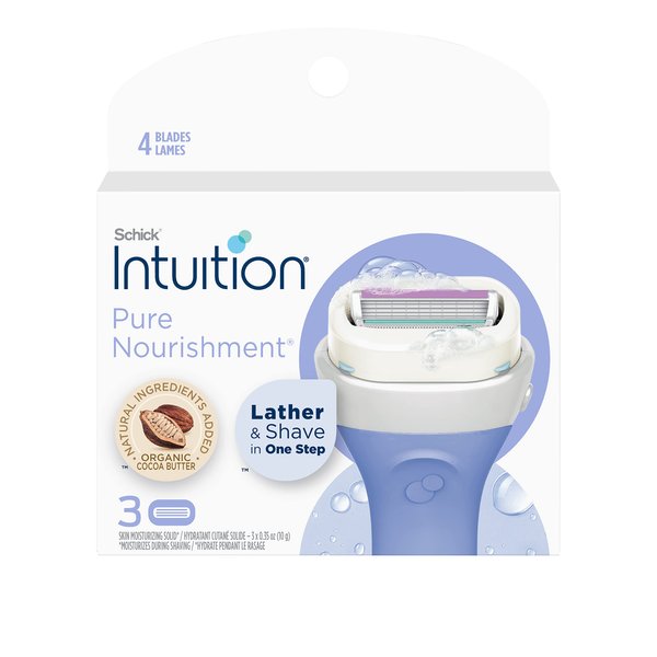 Schick Intuition Pure Nourishment Womens Razor Refills with Coconut Milk and Almond Oil, 3 Count (Pack of 1)