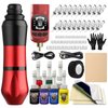 HAWINK Wireless Tattoo Kit Rotary Tattoo Gun Machine with Power Supply LCD digital 3.7V Lithium Battery 1600mAh Tattoo Battery 1Pcs 7 inks HWP6KITEN05C-2